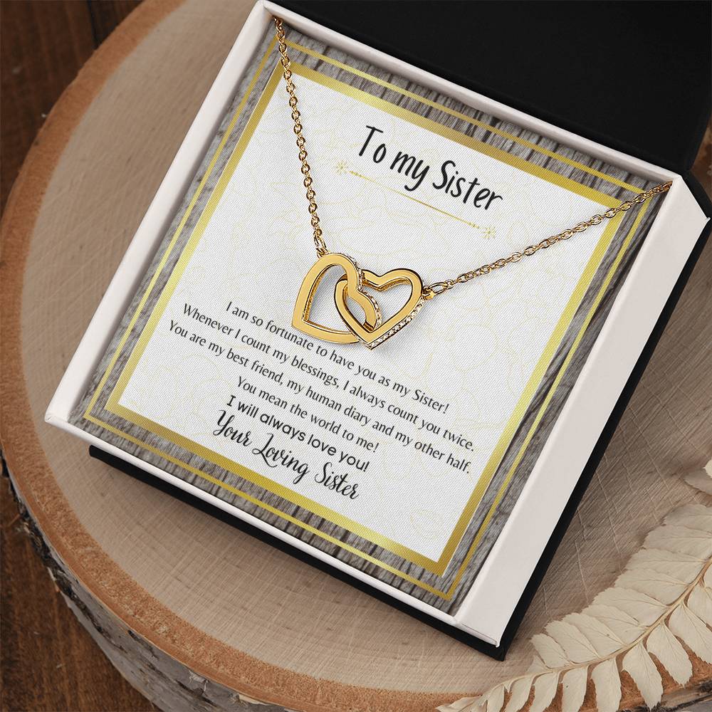 To My Sister Interlocking Hearts Necklace