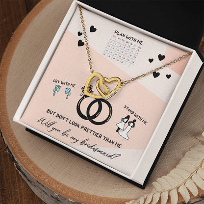 Bridesmaid Proposal Double Heart Necklace Interlocking Hearts Necklace