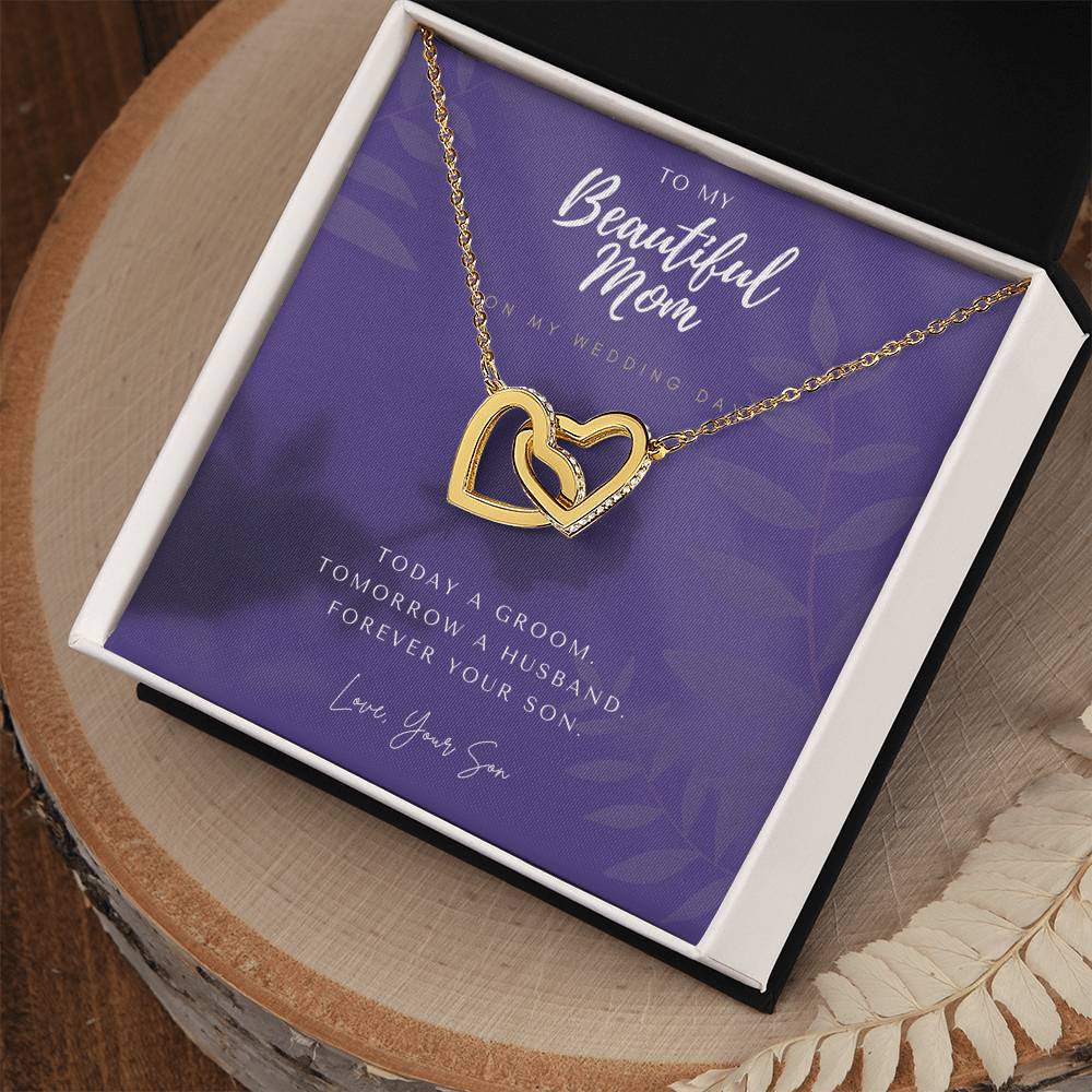 Mother Of The Groom Gift From Son Mom Wedding Gift From Son Wedding Gift From Groom To Mom Necklace Gift For Mom Wedding Gift From Son Interlocking Hearts Necklace