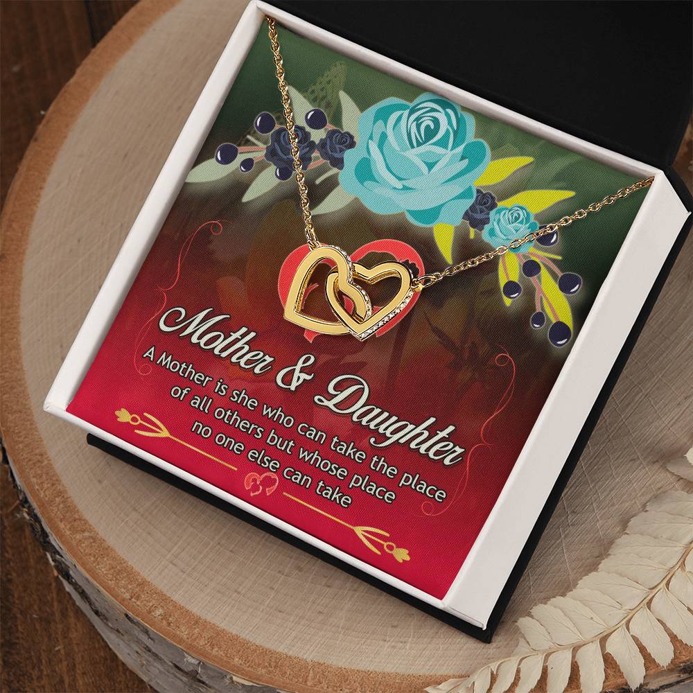 Mother'S Day Necklace With Message Card - A Mother Is She Who Can Take The Place Of All Others But Whose Place No One Else Can Take Interlocking Hearts Necklace