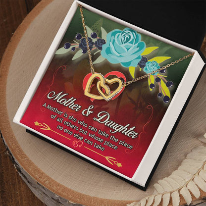 Mother'S Day Necklace With Message Card - A Mother Is She Who Can Take The Place Of All Others But Whose Place No One Else Can Take Interlocking Hearts Necklace