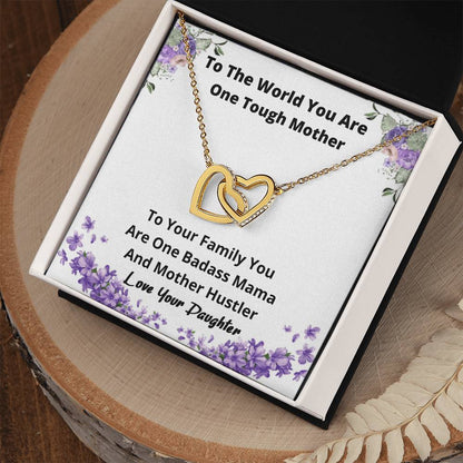 Necklace From Daughter Mother Hustler Gift For Mom Jewelry For Mothers Day Birthday Gift Idea Present For Mom Interlocking Hearts Necklace