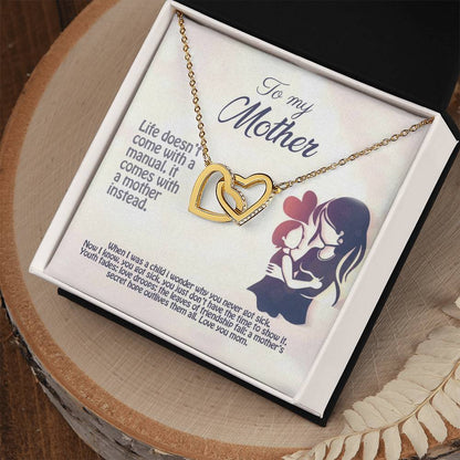 Life Doesn'T Come With A Manual It Comes With A Mother Interlocking Hearts Necklace
