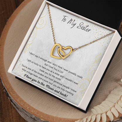 To My Sister Interlocking Hearts Necklace