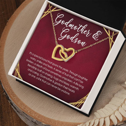 Special Bond Between Godmother & Godson Interlocking Hearts Necklace