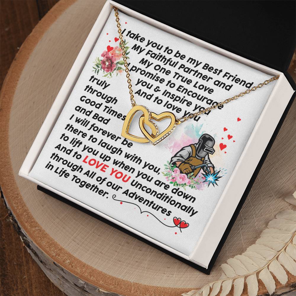 Welder'S Girl - Interlocking Heart Necklace Interlocking Hearts Necklace