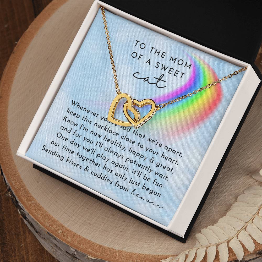 Cat Memorial Interlocking Hearts Necklace Day Rainbow Remembrance