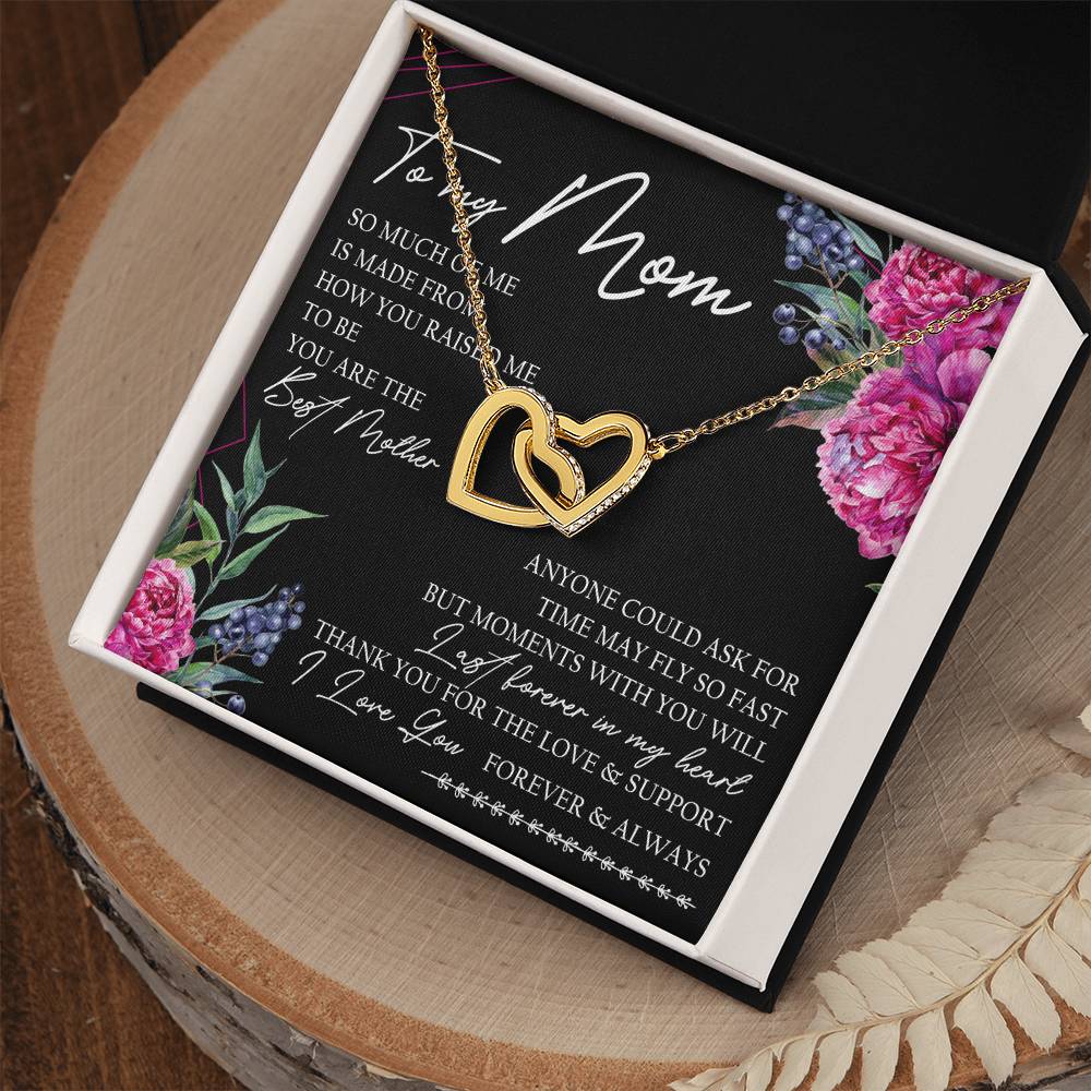 To My Mom Interlocking Hearts Necklace Message Card