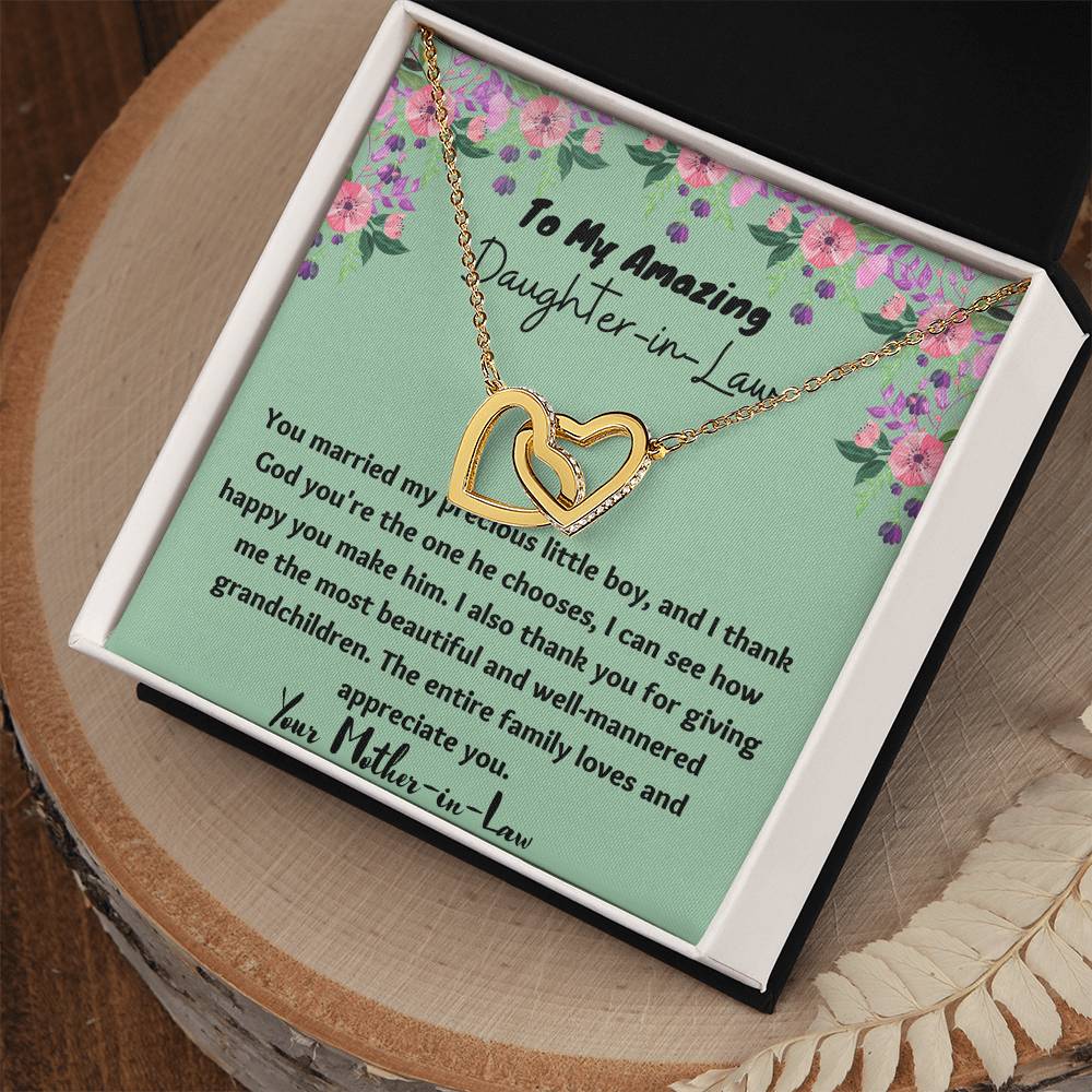To My Amazing Daughter-In-Law Necklace - $10 Off Interlocking Hearts Necklace