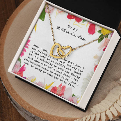 To My Mother In Law When I Fell In Love With Your Son Interlocking Hearts Necklace