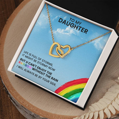 To My Daughter - I Will Always Be By Your Side - Necklace Interlocking Hearts Necklace