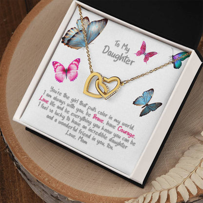 Daughter Butterfly - Hearts Necklace Interlocking Hearts Necklace