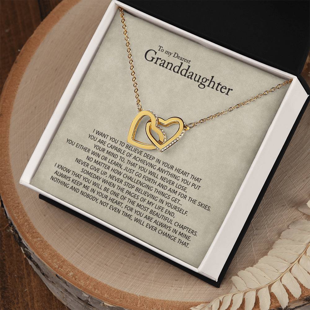 To My Dearest Granddaughter - Love Gift For Granddaughters All Ages - Interlocking Hearts Necklace