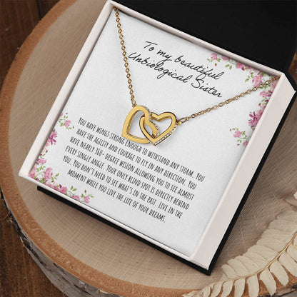To My Beautiful Step Sister Interlocking Hearts Necklace