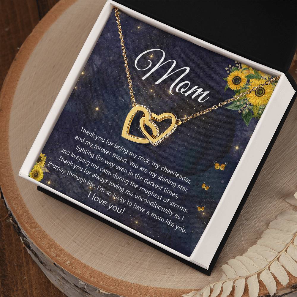 Thank You Mom Interlocking Hearts Necklace