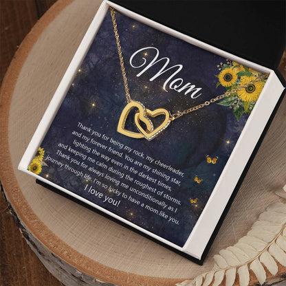 Thank You Mom Interlocking Hearts Necklace