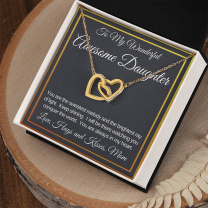 Awesome Daughter Linked Hearts Necklace Gift From Mom Interlocking Hearts Necklace
