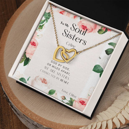 To My Soul Sister Interlocking Hearts Necklace