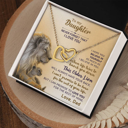 Interlocking Hearts Necklace - Lions & Never Forget Collection - Gift For Daughter From Dad