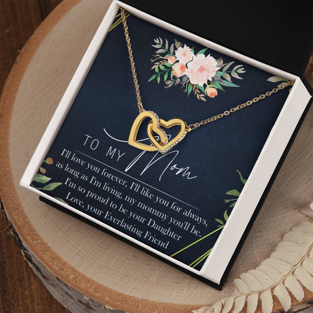 To My Mom Interlocking Hearts Necklace Message Card
