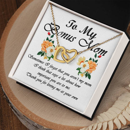 To My Bonus Mom Interlocking Hearts Necklace