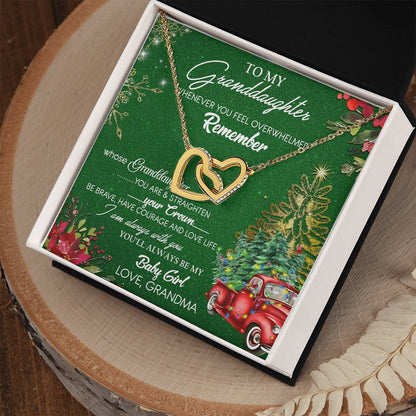 To My Granddaughter My Baby Girl Interlocking Hearts Necklace Christmas Message Card