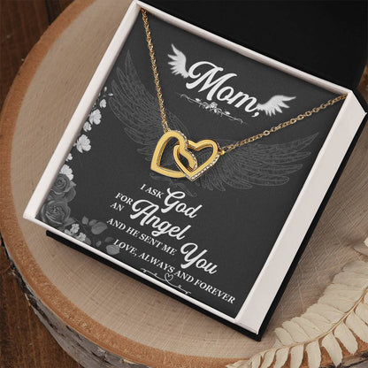 I Asked God For An Angel And He Sent Me You Interlocking Hearts Necklace