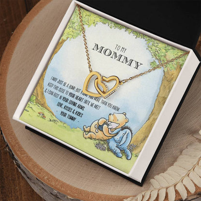 New Mommy Necklace New Mom Gift Mom To Be Winnie The Pooh Baby Shower Gift First Time Mom Pregnancy Gift New Mommy Gift Idea Interlocking Hearts Necklace