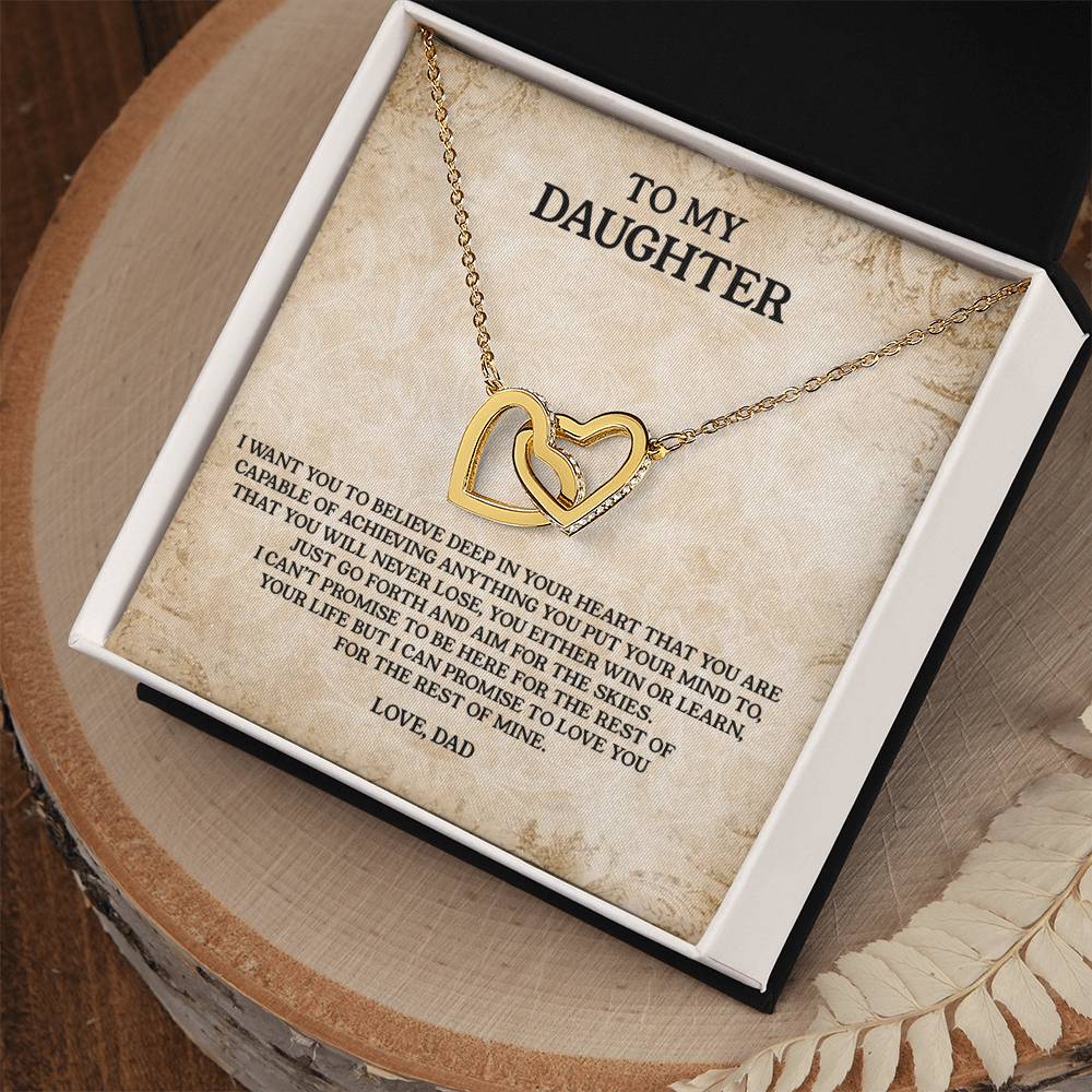 To My Daughter - Love Dad Interlocking Hearts Necklace