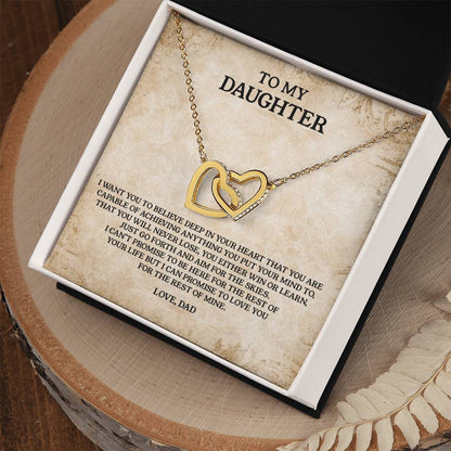 To My Daughter - Love Dad Interlocking Hearts Necklace