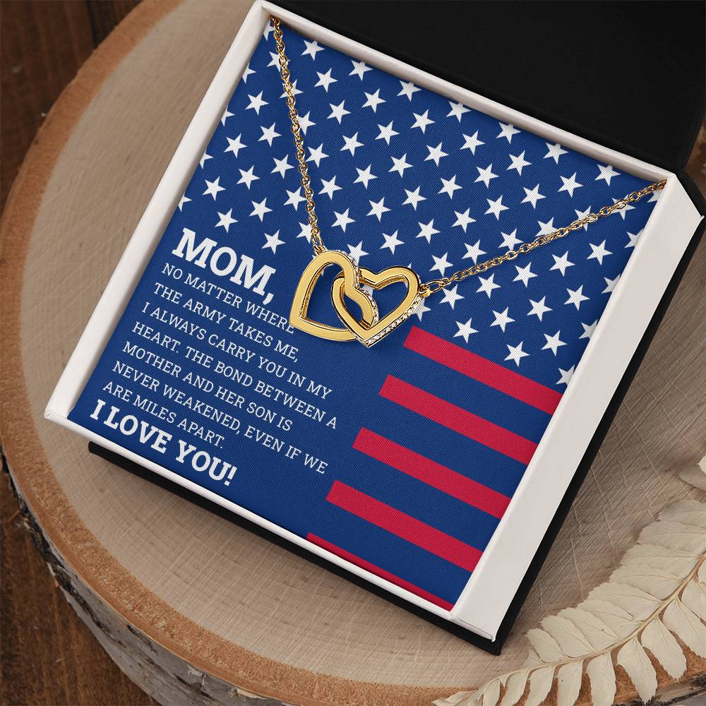 To My Mom - I Love You Message - Tmm05 Interlocking Hearts Necklace