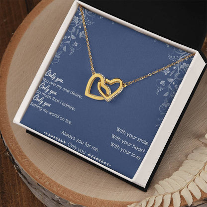 Only You Interlocking Hearts Necklace Message Card