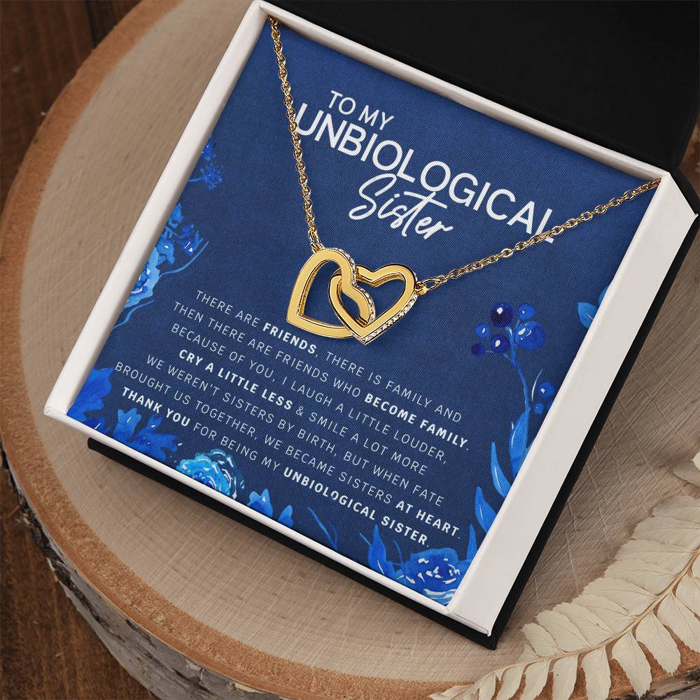 Unbiological Sister Heart Necklace Gift For Best Friend Thank You For Everything Interlocking Hearts Necklace