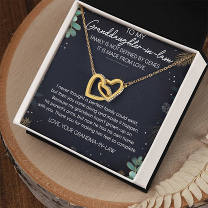To My Granddaughter-In-Law Interlocking Hearts Necklace Message Card