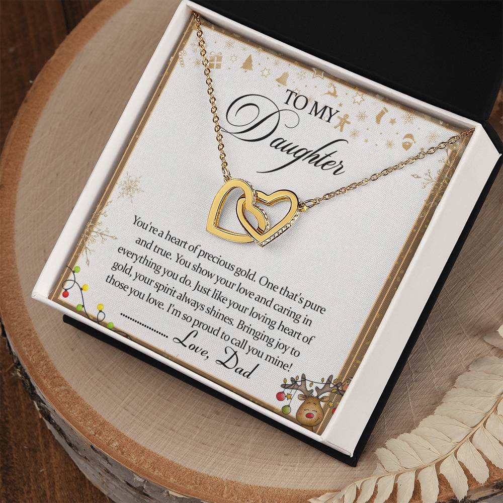 To My Daughter Interlocking Hearts Necklace Message Card