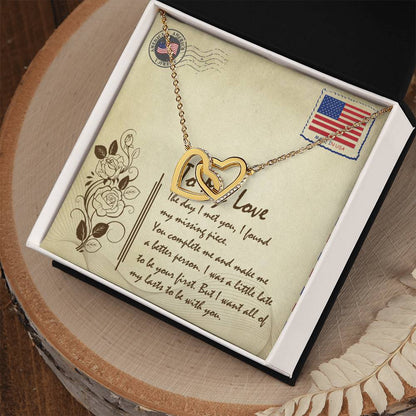 To My Love Interlocking Hearts Necklace Message Card