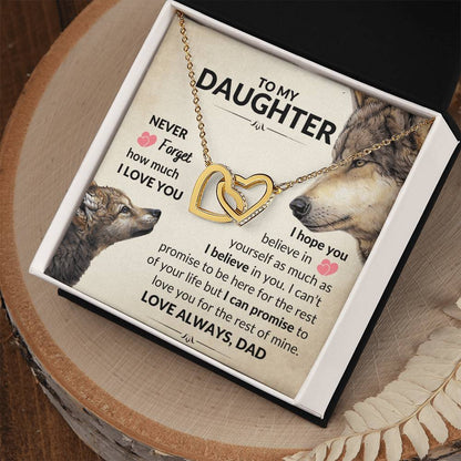 To My Daughter - Never Forget - Necklace Interlocking Hearts Necklace