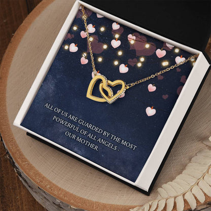 Guarded By Our Angel Mother Interlocking Hearts Necklace