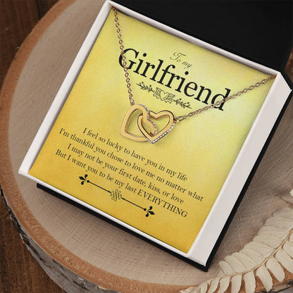 To My Girlfriend - Love Card And Necklace K Interlocking Hearts Necklace