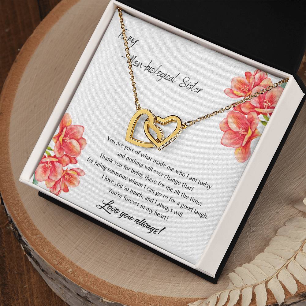 To My Non-Biological Sister Interlocking Hearts Necklace