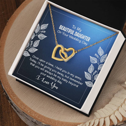 To My Beautiful Daughter - Always Be My Baby Interlocking Hearts Necklace