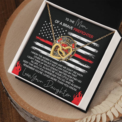Firefighter Mom Necklace Gift From Daughter Interlocking Hearts Necklace