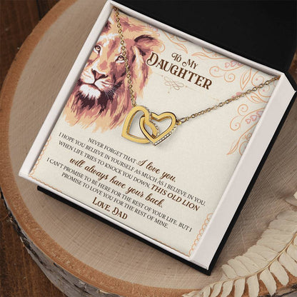 To My Daughter - This Old Lion - Necklace Interlocking Hearts Necklace