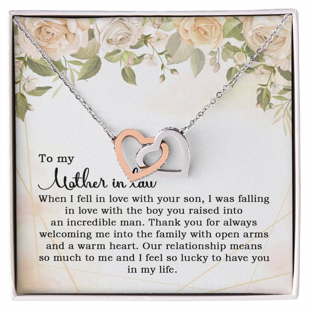To My Mother In Law When I Fell In Love With Your Son Interlocking Hearts Necklace