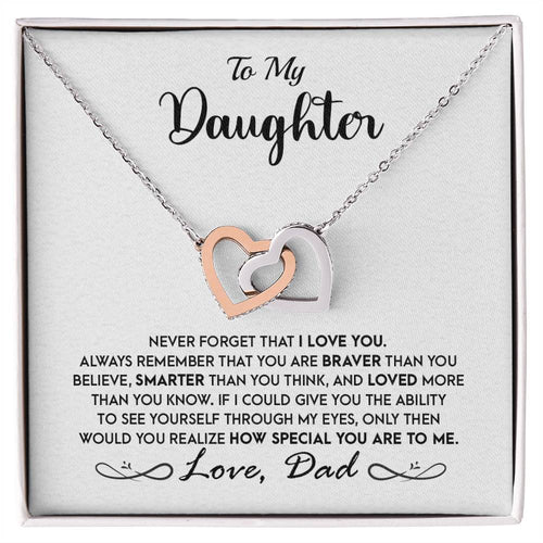 To My Daughter - Never Forget That I Love You - Interlocking Hears Necklace Interlocking Hearts Necklace