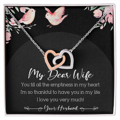 My Dear Wife Interlocking Hearts Necklace Message Card