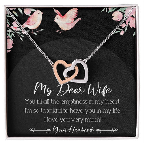 My Dear Wife Interlocking Hearts Necklace Message Card