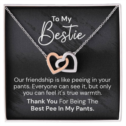 To My Bestie - Our Friendship Is Like Peeing - Interlocked Hearts Necklace Interlocking Hearts Necklace
