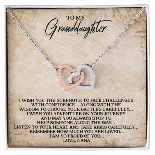 To My Granddaughter - Love Nana - Alluring Beauty Necklace Interlocking Hearts Necklace