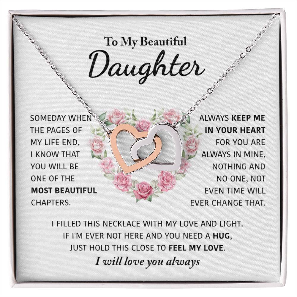 My Beautiful Daughter - Keep Me In Your Heart - Interlocking Hearts Necklace